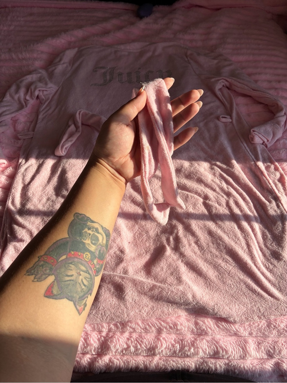 Juicy Couture Pink Rhinestone Logo Plush Robe